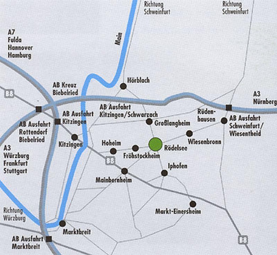 Anfahrskarte nach Rödelsee